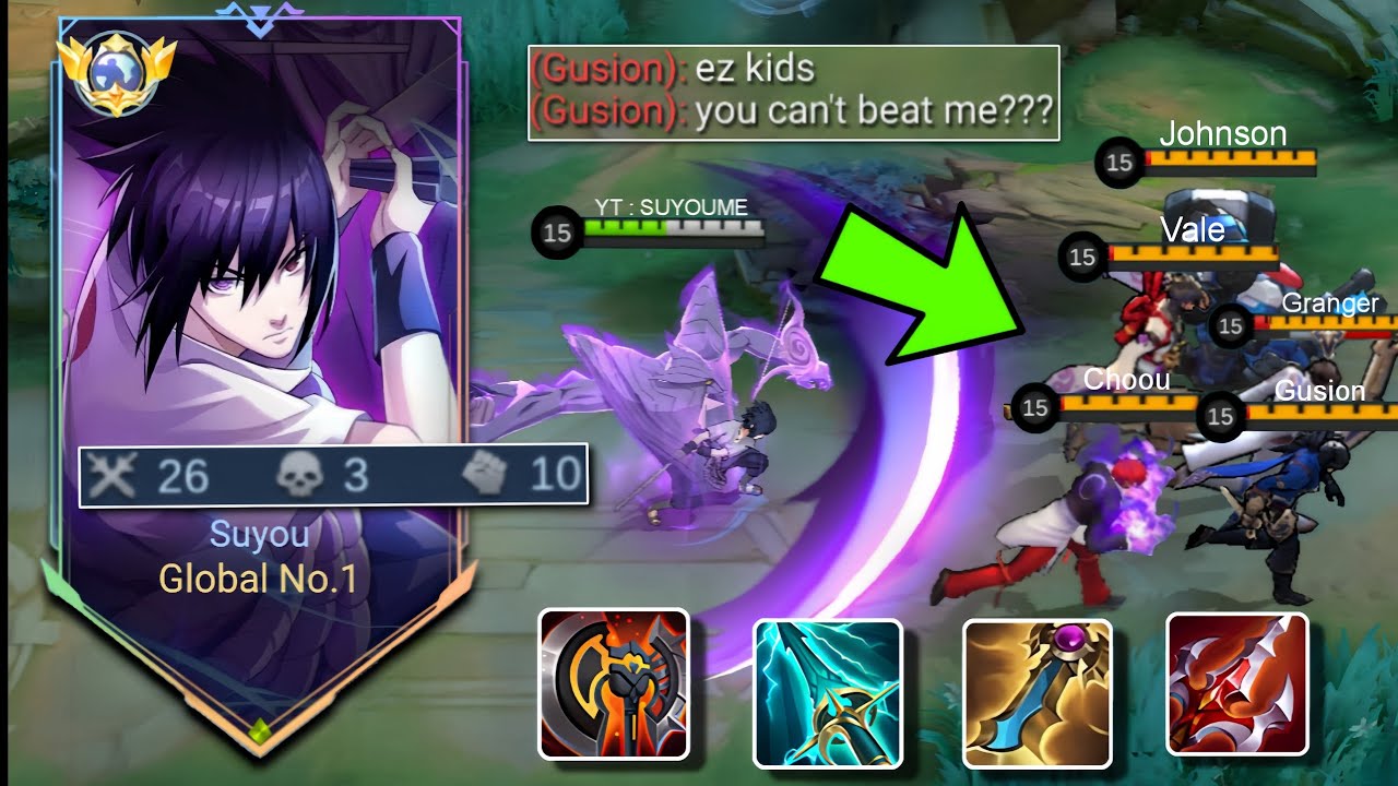 26 KILLS!! SUYOU X SASUKE UCHIHA BEST AGGRESSIVE BUILD & EMBLEM 2025!!(99% BROKEN!) - MLBB