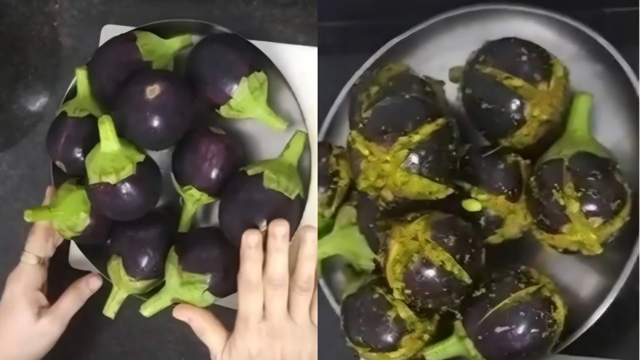 भन्नाट चवीची भरलेली काळी रवईची वांगी... Tasty Black Ravai Brinjals 
