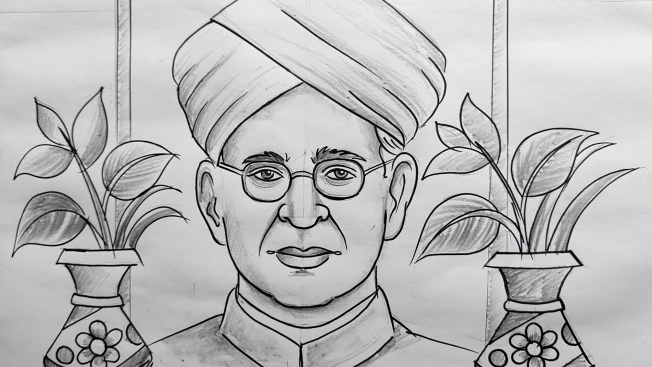 Dr.sarvepalli radhakrishnan drawing easy from No.10,how to draw sarvepalli radhakrishnan,