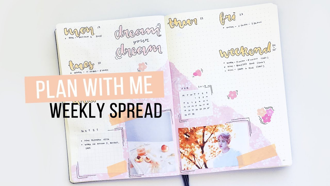 kpop bullet journal | plan with me | february 2018 weekly spread