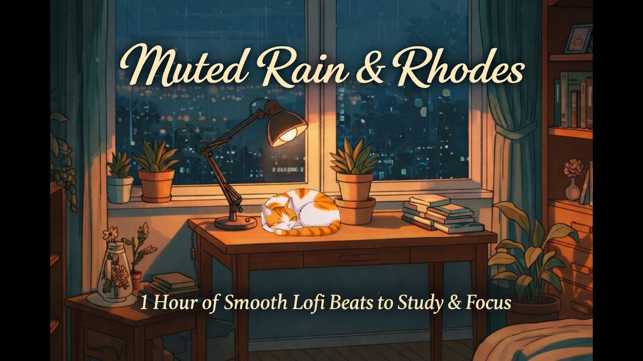 Muted Rain & Rhodes 🌧️  1 Hour of Smooth Lofi Beats for Study & Focus