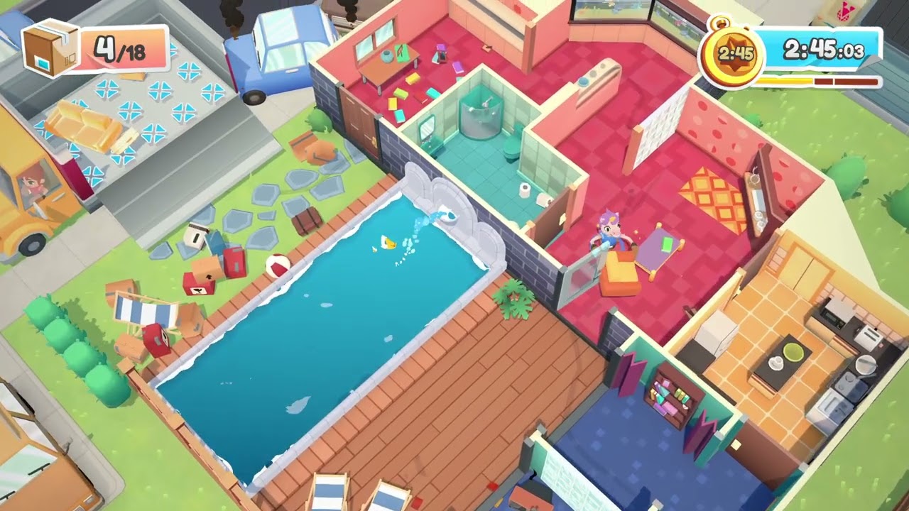 Moving Out - CAIMOS DENTRO da PISCINA #4 - Gameplay PC 💻