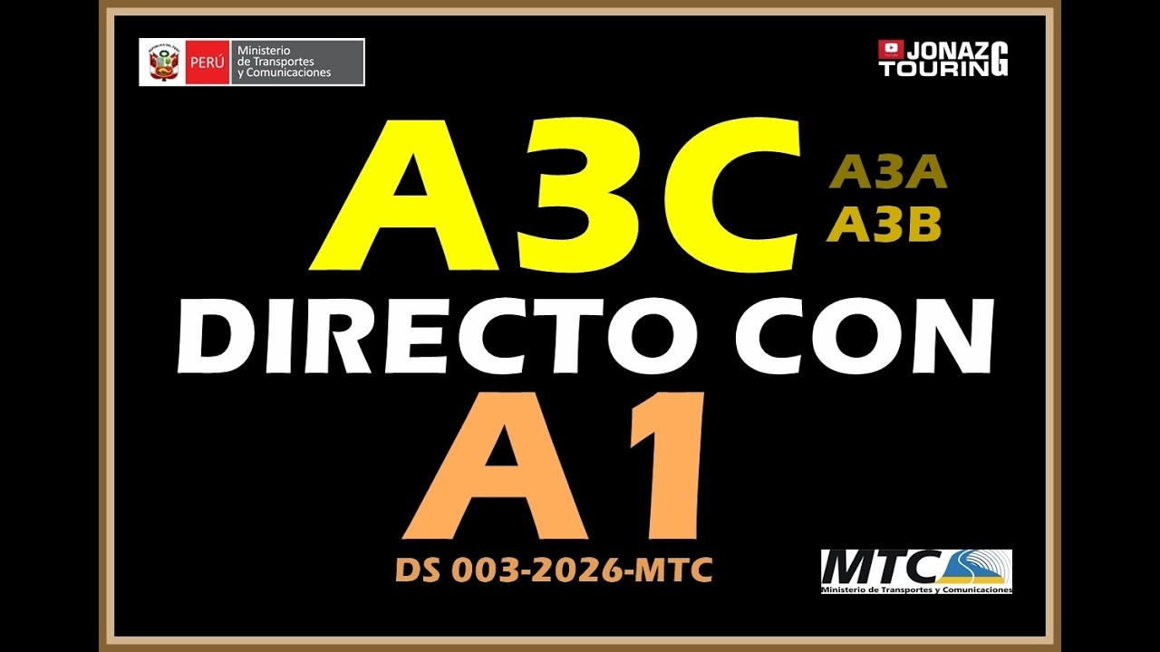 OBTEN TU LICENCIA A3C RAPIDO CON A1 | RECATEGORIZA A3C A3A A3B)  | LICENCIA PROFESIONAL D.S.003 MTC