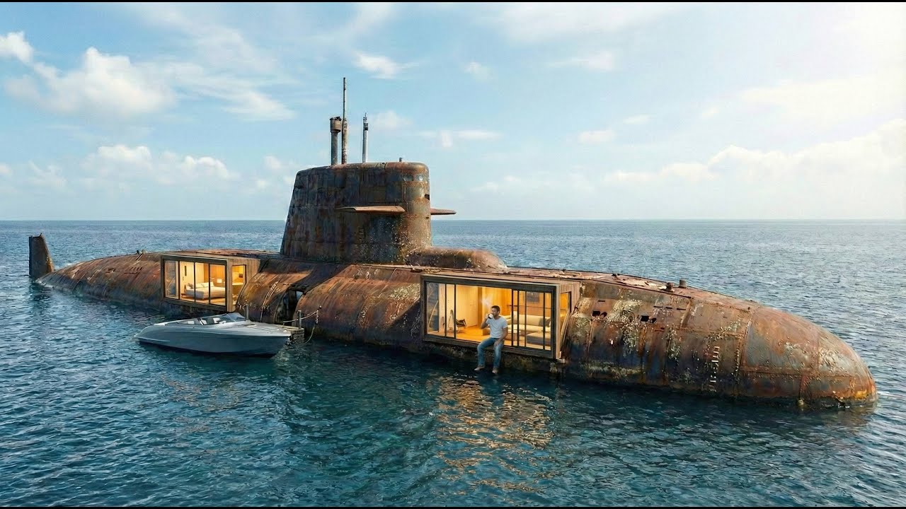 This man built a SECRET HOUSE inside a SUBMARINE — Building a house in the middle of the sea (ASMR)