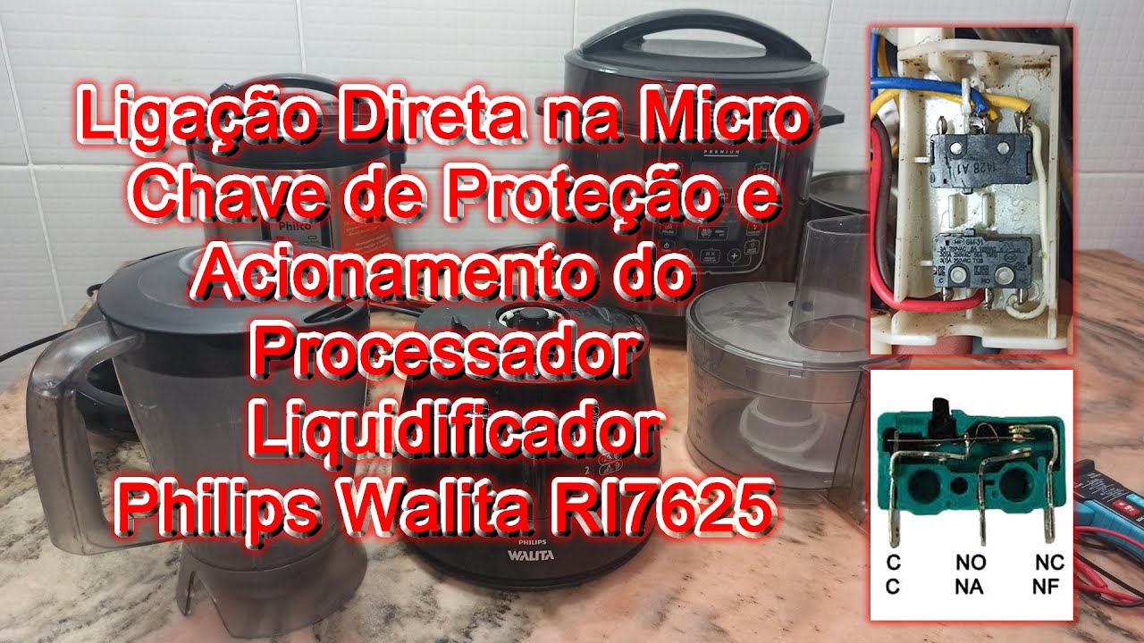 Ligação direta na Micro chave de proteção e acionamento do Processador Liquidificador Philips Walita