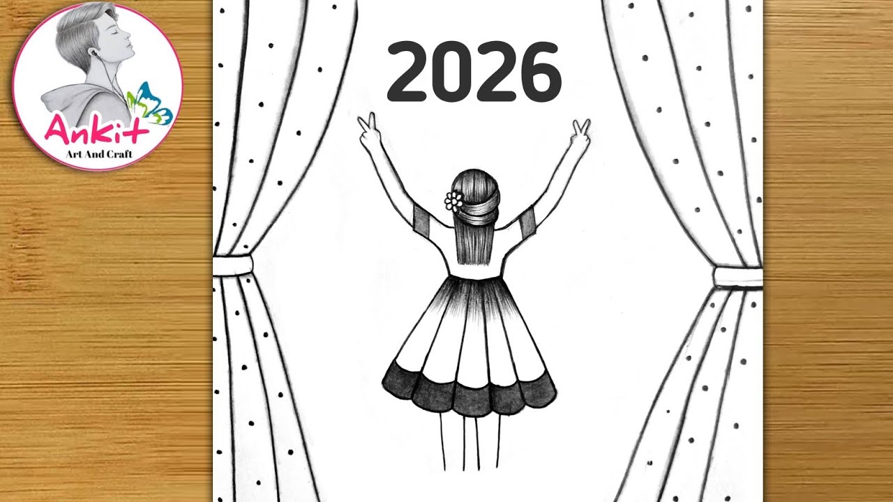 Happy new year 2026 drawing | new year 2026 card making | new year greeting card ideas 