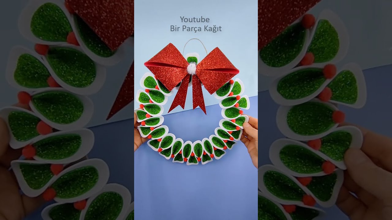 Christmas Decorations Ideas - How to Make Christmas Wreath from Glitter Foam #Shorts