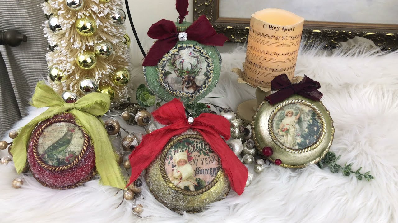 How to Make Christmas Ornaments / Baubles with Decoupage Queen Rice Paper