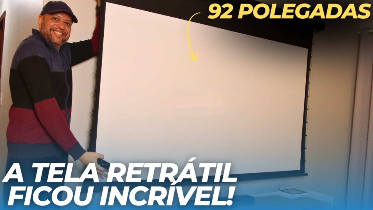🎥 Essa Tela de Projeção Retrátil Mudou Meu Cinema em Casa!
