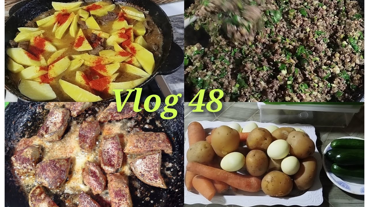(VLOG 48 ) BOL ÇEŞİDDƏ CİYƏR YEMEKLERİ PAYTAXT SALATI HAZIRLADIM TEMU BAĞLAMAM 🛍️   