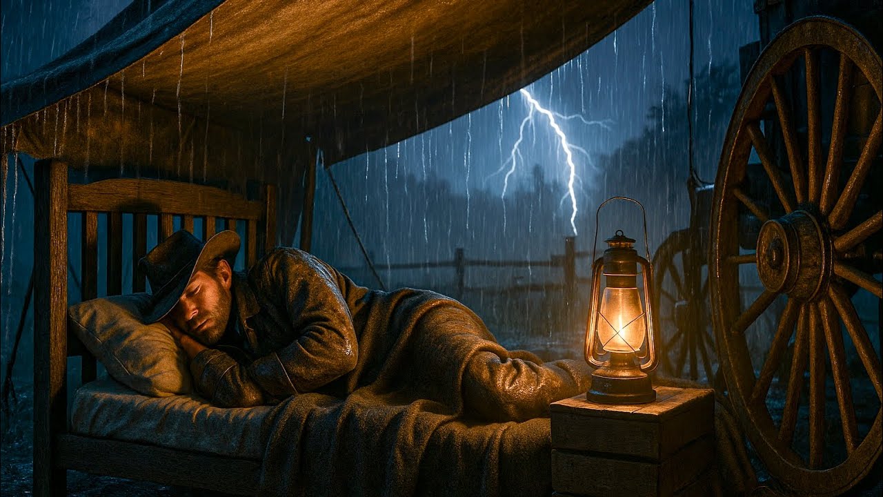 Arthur Morgan Alone in the Wagon Tent | RDR2 ASMR Heavy Rain & Thunderstorm