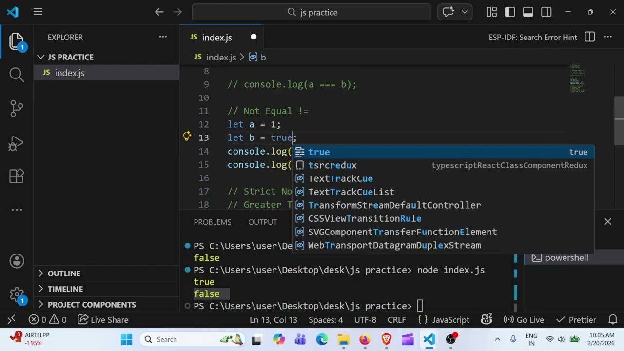 comparison operators in javascript