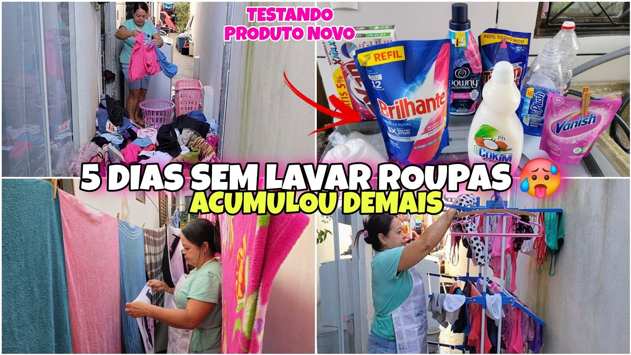 5 DIAS Sem LAVAR ROUPAS 😱  Acumulou MUITA ROUPA SUJA 🥵 Lavando Roupas de 6 Pessoas.