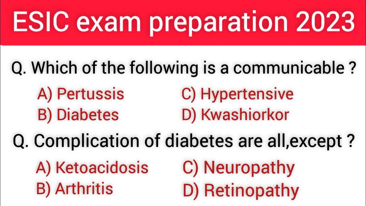 ESIC previous questions paper for staff nurse||Most important questions from previous paper||