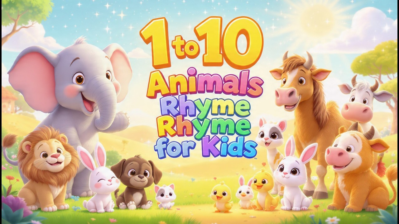 1 to 10 Animals Rhyme for Kids | Cute Nursery Rhymes in Hindi