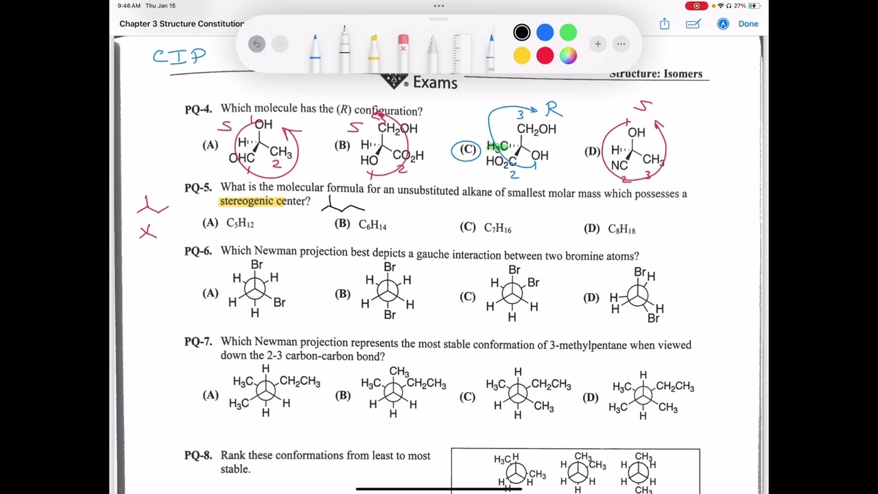 ACS Organic Chemistry Study Guide 2nd Edition Chapter 3 Structure - Constitutional, Stereo...