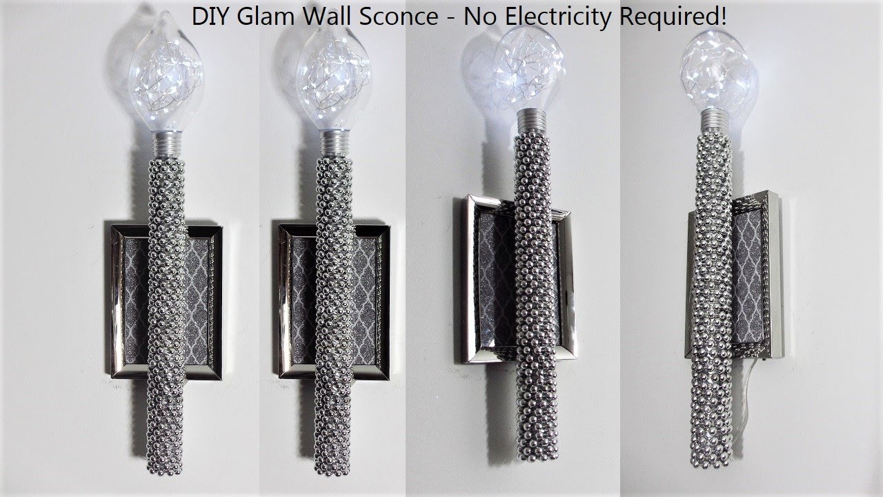 Dollar Tree DIY Wall Sconce - No Electrical Wiring! | Glam Home Decor - High End Look