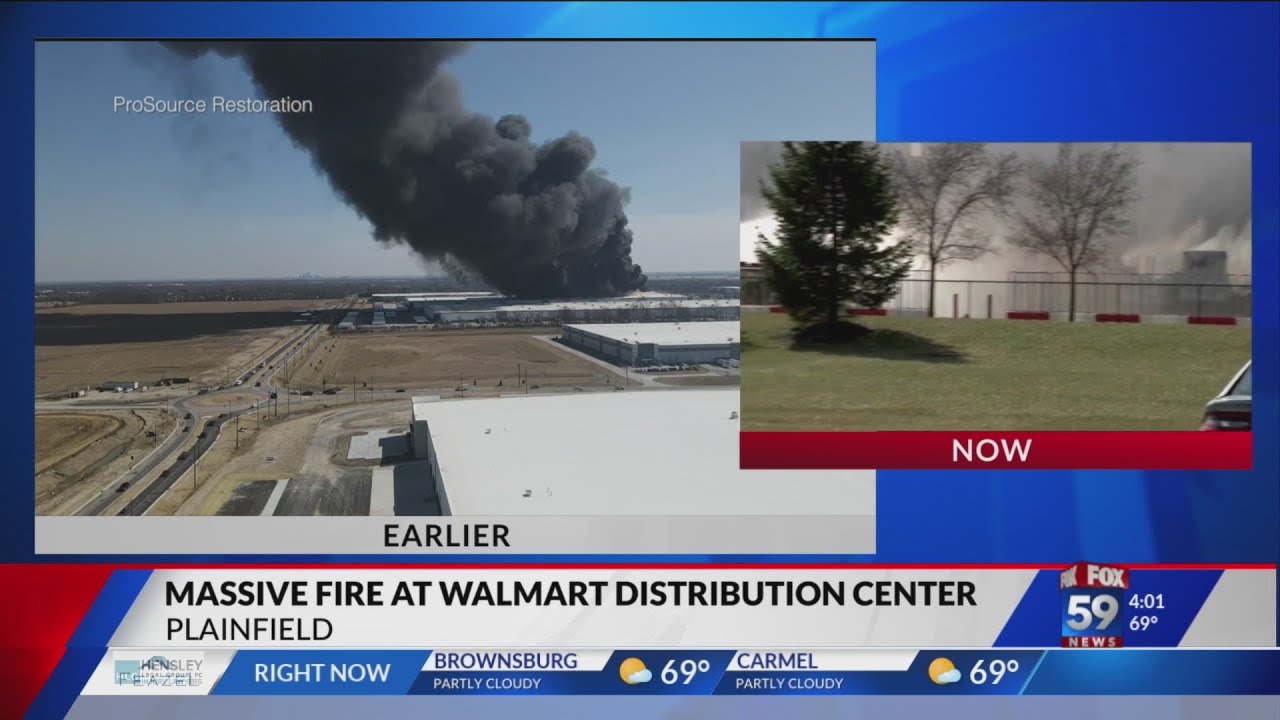 Fire at Walmart Distribution Center in Plainfield