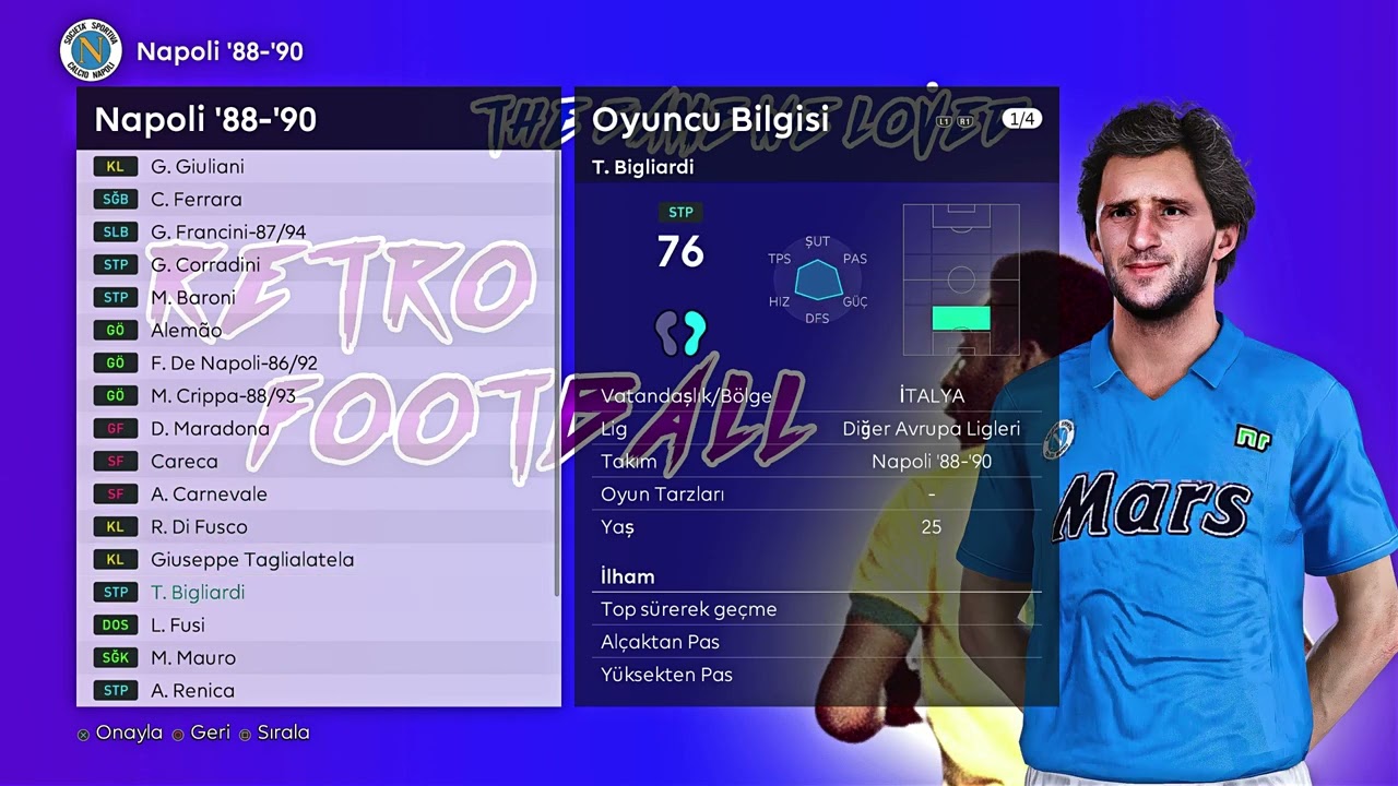 NAPOLİ 84/85/86/88/90   FACES CLASSIC ALL TEAM PES CLASSIC