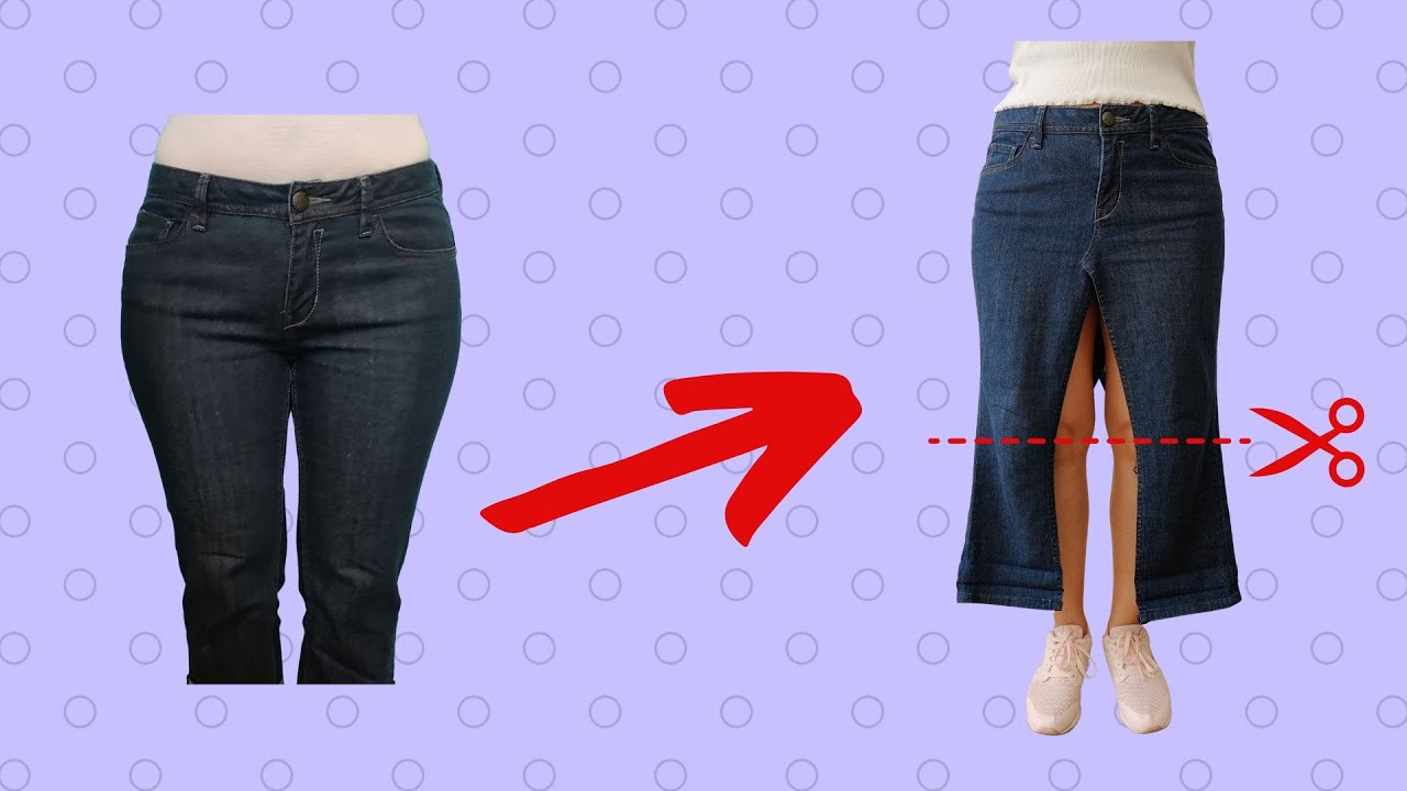 💎 Jak przerobić spodnie JEANS na spódniczkę?🎀How to convert denim pants into a skirt?🎀Sewing trick💎