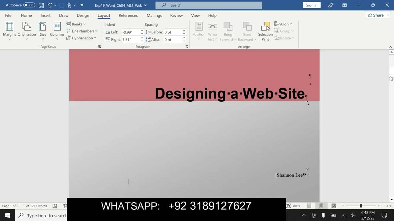 Exp19_Word_Ch04_ML1_Web_Design | Exp19 Word Ch04 ML1 Web.docx