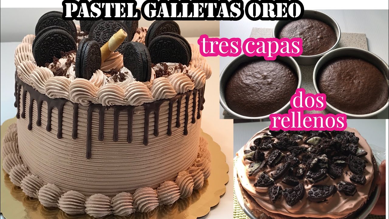 Pastel De GALLETA OREO  DOS RELLENOS DELICIOSOS TRES CAPAS #oreocake #dripcake #ganachedechocolate