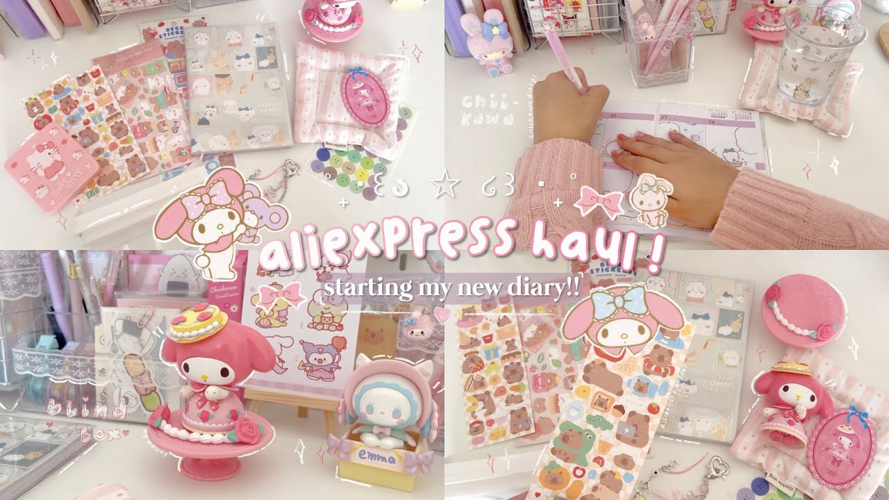 aliexpress haul! 🍡 cute stationery! chiikawa accessories 🫶🏻 starting my new diary 📝