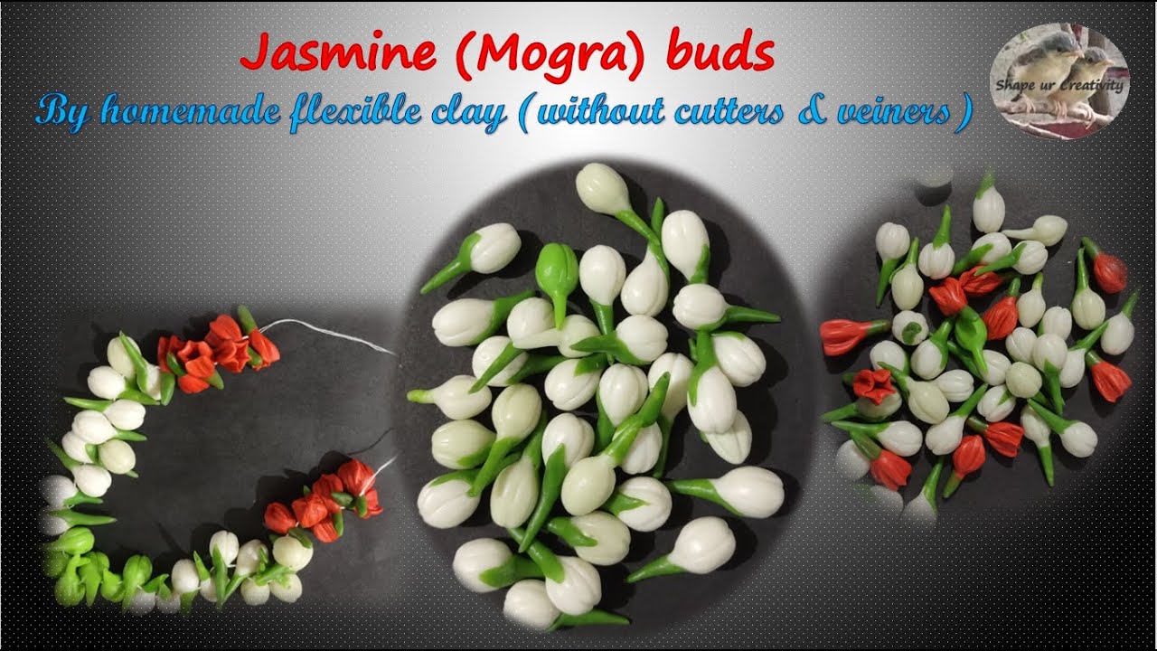 Tutorial: DIY Jasmine(mogra) buds from clay (Cold porcelain), for garland-no cutter,veiner