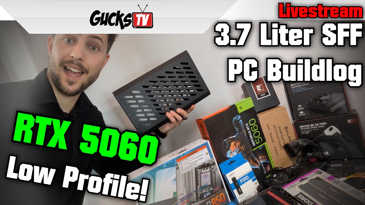 Custom_Mod SLM1 3.7 Liter & RTX 5060 Low Profile! 😲 1000&euro; Budget SFF Gaming PC Buildlog 🔴 Livestream