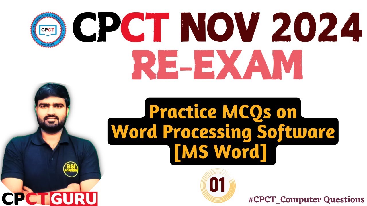 Practice MCQs on MS Word (Word Processing Software) | CPCT Nov 2024 Re exam | MS Word Imp Questions