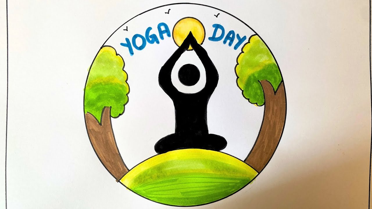 Yoga Day Drawing | Happy Yoga Day | Yoga Day Poster Drawing 