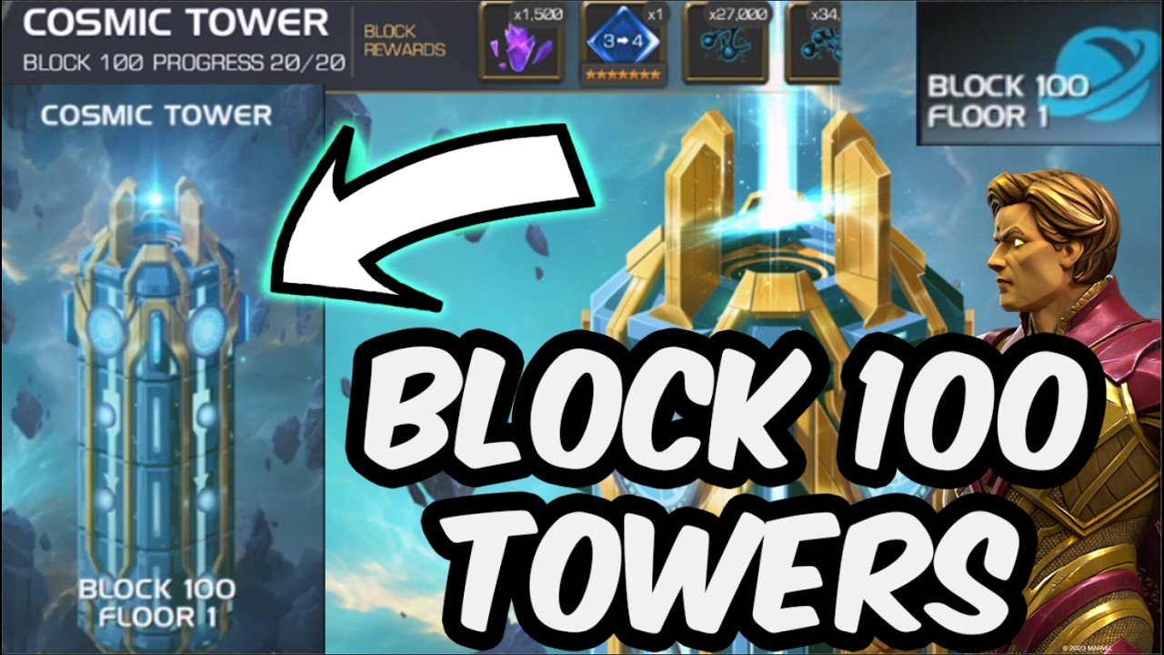 Block 100 Towers Push - Cosmic Block 100 Floor 20 Full Clear - Marvel Contest of Champions