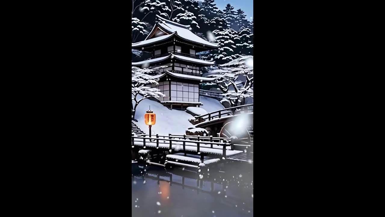 12Hr Zen Sleep Music | Winter Watermill Meditation, Shakuhachi, Temple Bells, Water Sounds | 冬の禅音楽