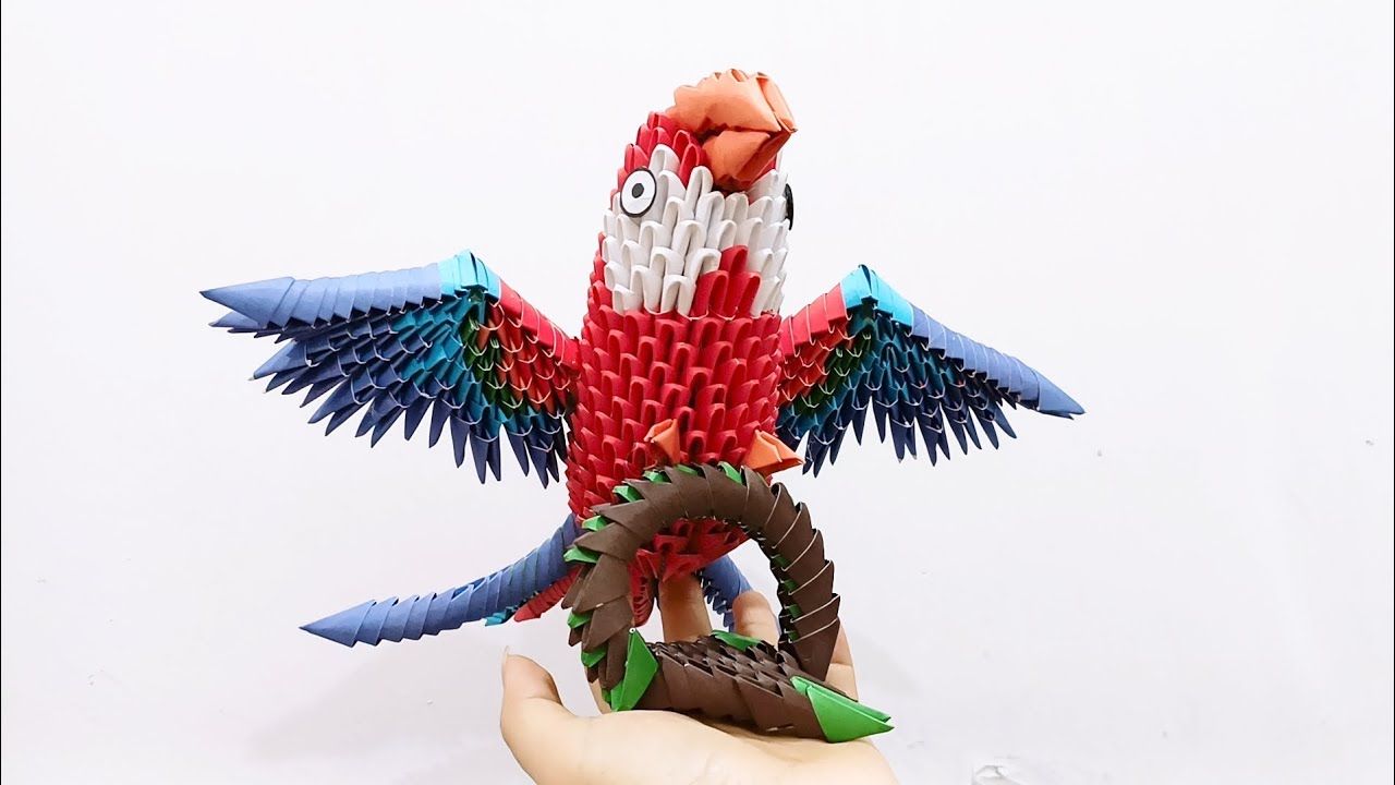 How to make a PARROT 3d Origami ♥️ Cách xếp con Vẹt 