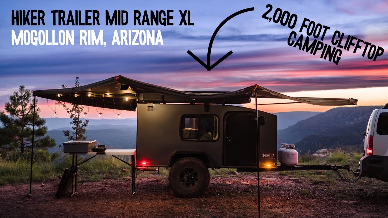 CAMPING ON A 2,000 FOOT CLIFFTOP IN OUR HIKER TRAILER - MOGOLLON RIM - ARIZONA - GEOCACHING