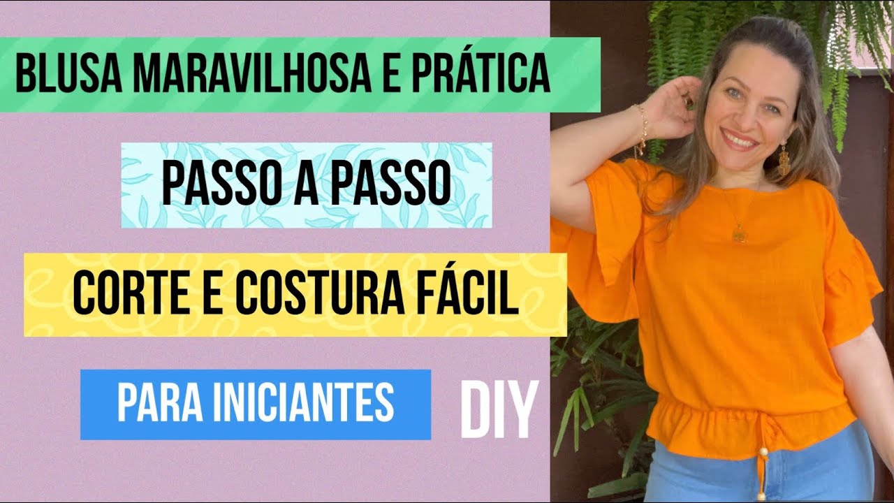 CORTE E COSTURE BLUSA FÁCIL E PRÁTICA PARA INICIANTES-primavera-verão 2023, #passoapasso #costura