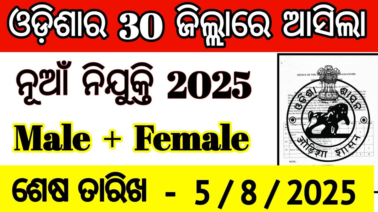 ନୁଆଁ ନିଯୁକ୍ତି 2025 | ଫ୍ରି ଆପ୍ଲାଇ recruitment 2025 | malkangiri d courts vacancy 2025