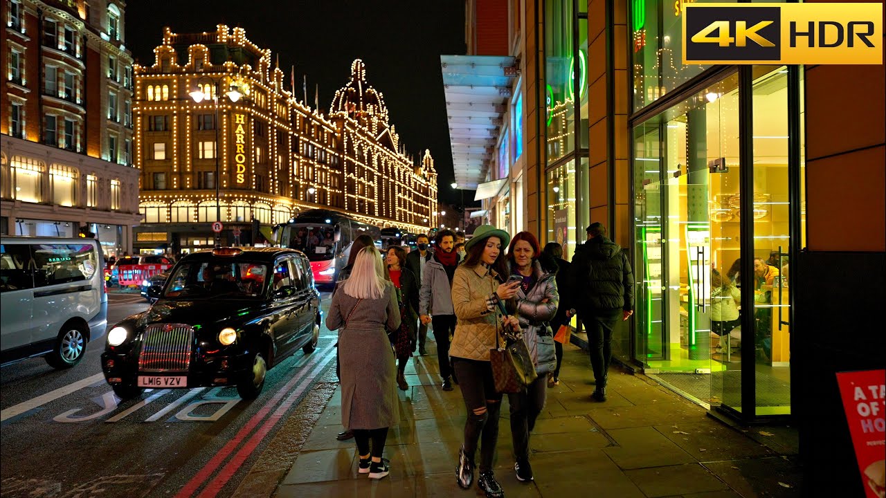 🎄London Christmas Lights 🎆 Decorations in Knightsbridge and Belgravia🎅🏻London night walk [4K HDR]