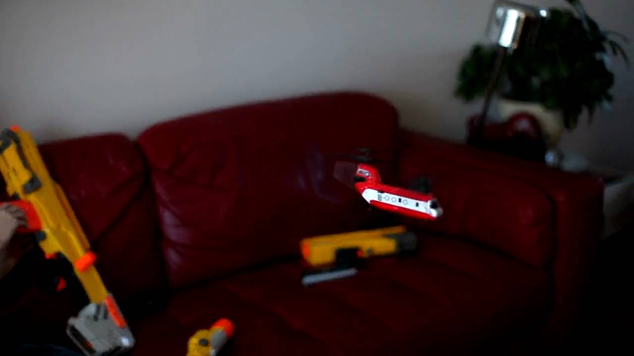 RC Helicopter shot down by NERF Gun