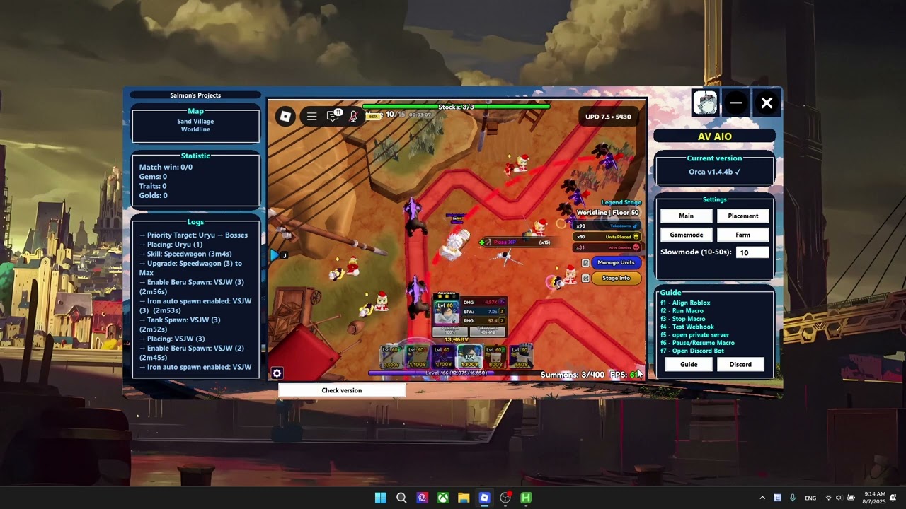 Defeating Anime Vanguard Worldline 50 with Macro