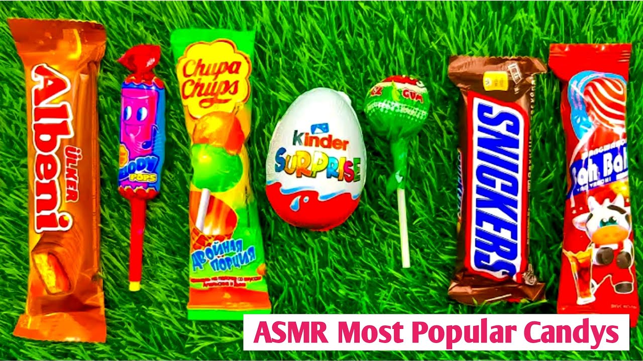 ASMR Most Popular Candys / some lots of colorful rainbow lollipop candy / unpacking chocolate eat
