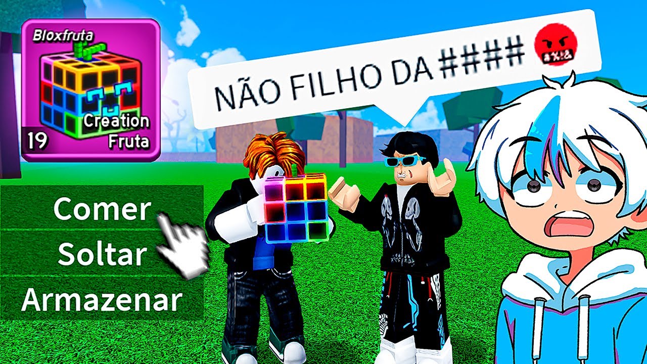 COMENDO FRUTA CREATION NA FRENTE DE GOLPISTAS NO BLOX FRUITS