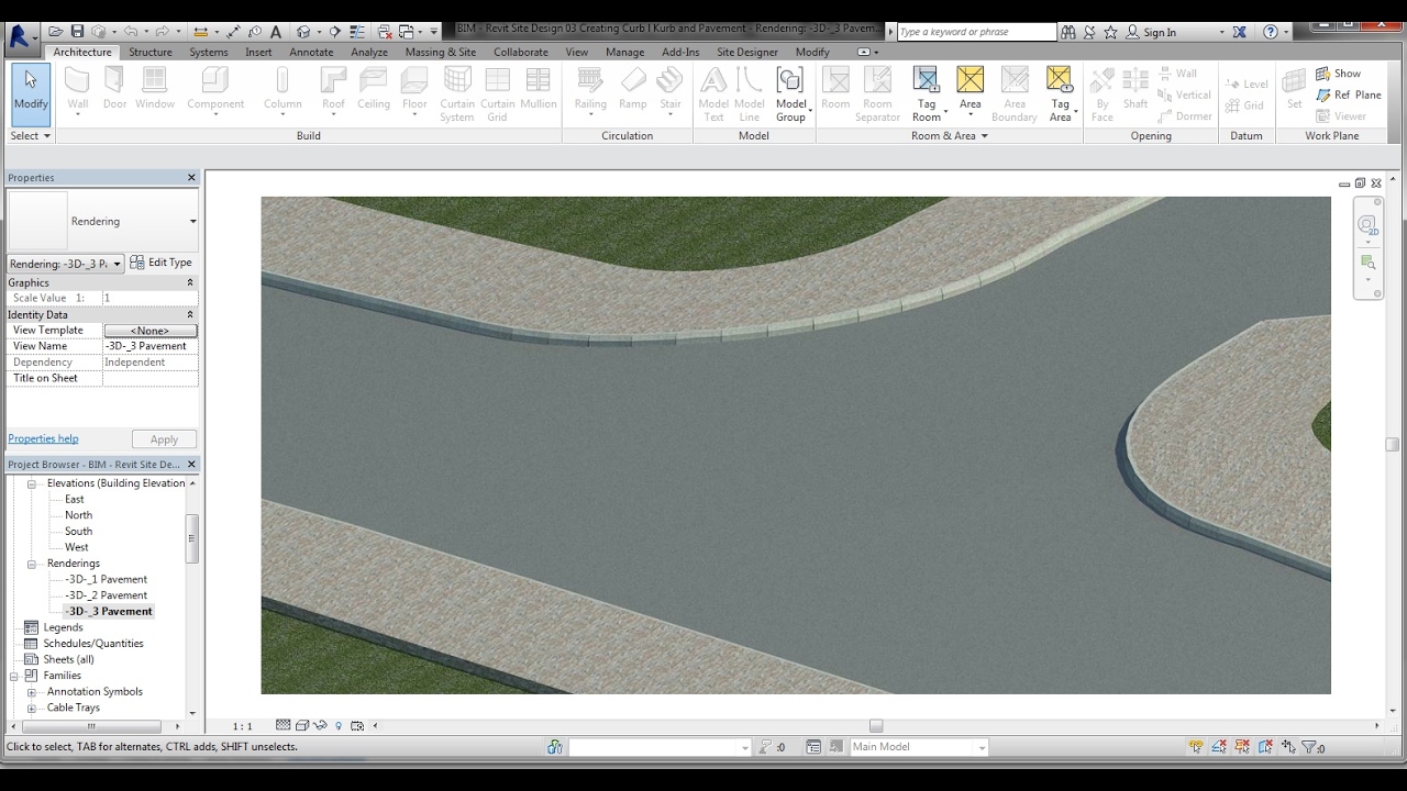 BIM - Revit Site Design 03 Creating Curb l Kerb and Pavement on Contours