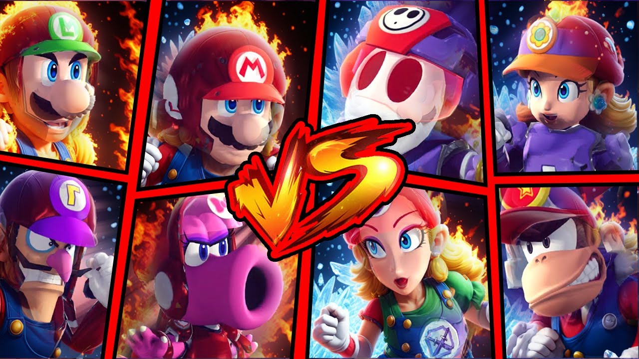 Mario, Luigi, Birdo, Waluigi CUP BATTLES - Mario Strikers Battle League