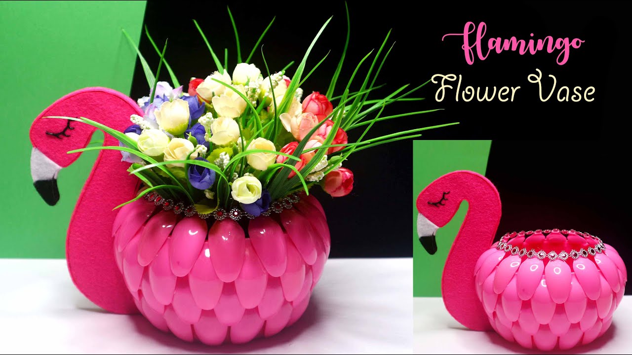 Plastic Spoons Flower Vase | Best out of waste | Ide Kreatif Vas Bunga Flamingo dari Sendok Plastik