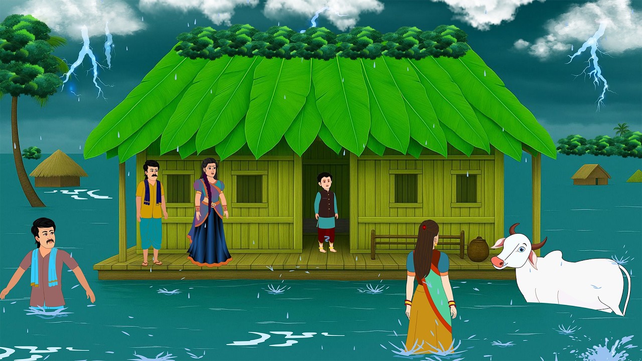 कहर की बारिश में नदी किनारे बसा गांव | Barish Ka kahar | Hindi Story | Cartoon Story
