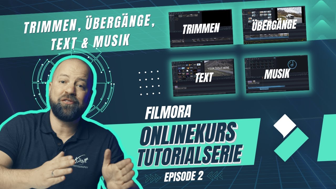 📽Epi. 02 Schneiden,Trimmen, Arbeiten mit Text, Übergänge und Musik| Filmora Videobearbeitungskurse