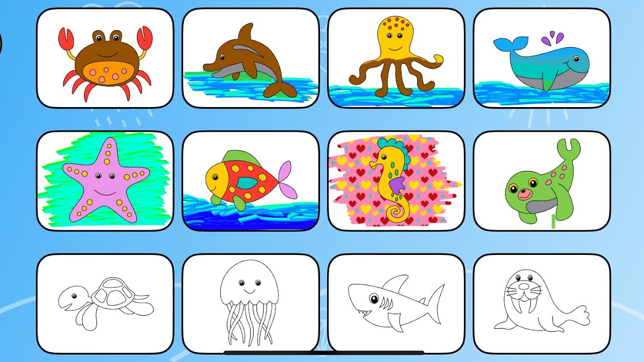 Easy coloring for kids and toddlers, painting using cellphone 🖍️🖍️🙊🐹🐸🐯🦊🐧🐶🐒🐷🦊🐽🙉🐭🐸🪱🦅🦗🐝🕷️🫎🦟🫎🪳🐴🦎🐗🦞🐫🦈🦏🐋🐟🪼