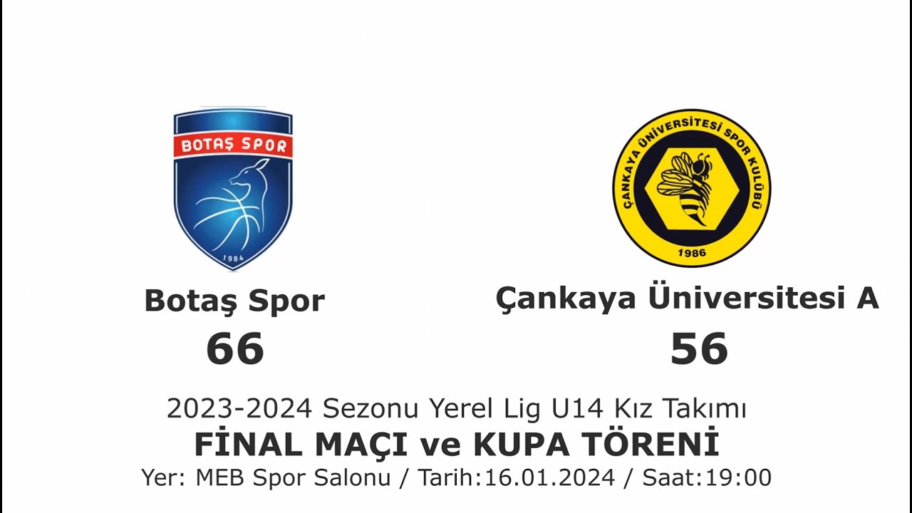 Botaş Spor: 66 - Çankaya Üniversitesi A: 56 - U14 Kızlar Basketbol Yerel Lig Final Maçı - 16.01.2024