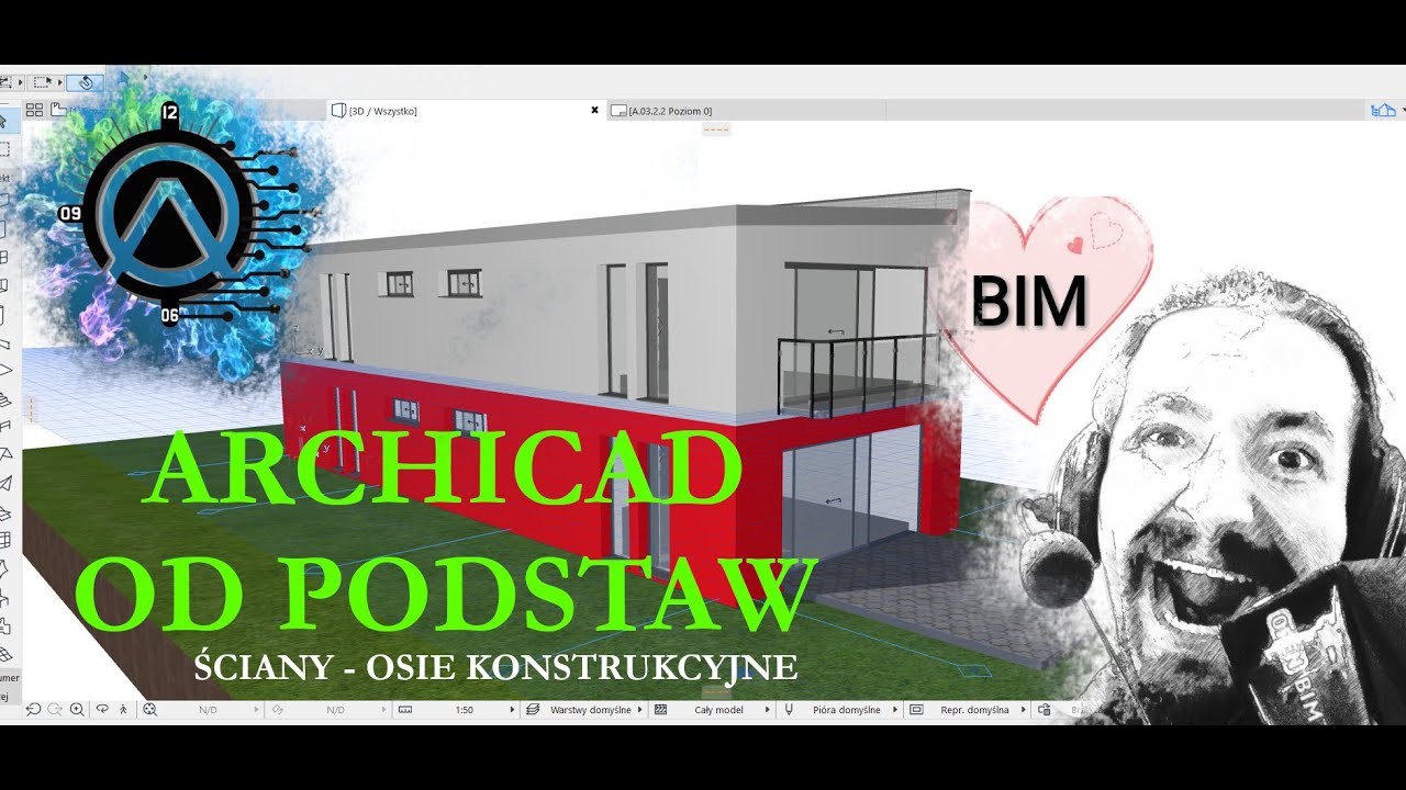1 podstawy archicad   ściany i osie konstrukcyjne    NAUCZ SIĘ MYŚLEĆ #archicadtriki #archicadporady